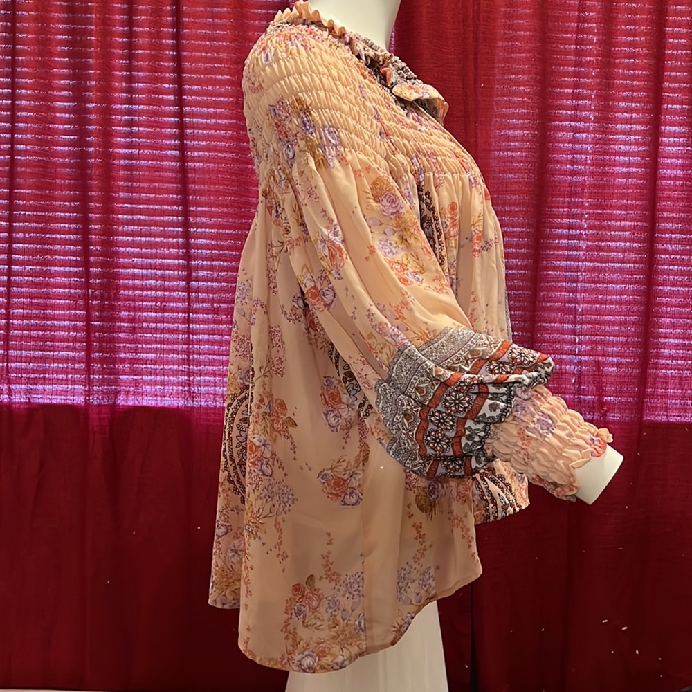 Taylor & Sage Boho Button Down Blouse With Tassel… - image 6